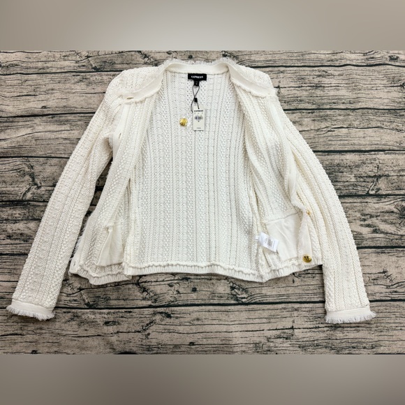 Express Women's Heavy Knit Button Sweater with Pockets, White, Size XS - Picture 12 of 14